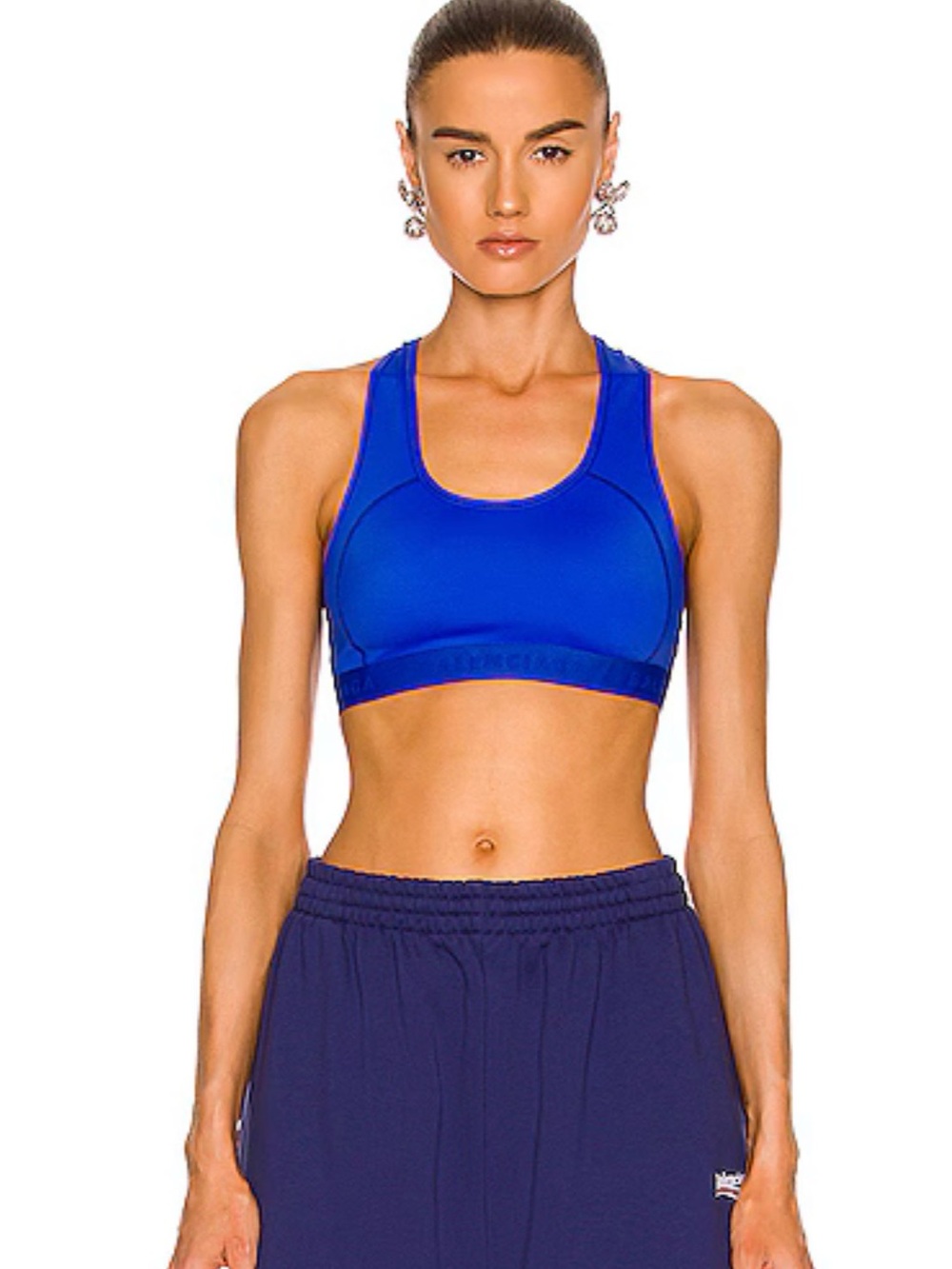 Balenciaga Blue Sports Bra Activewear- Women's Supportive Active Crop in S